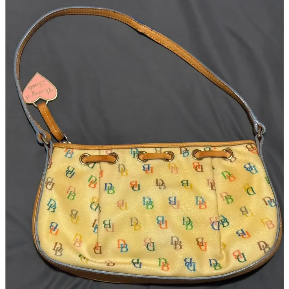 Dooney & Bourke Y2K Vintage IT Bag Yellow DB Rainbow Monogram Vachetta Leather